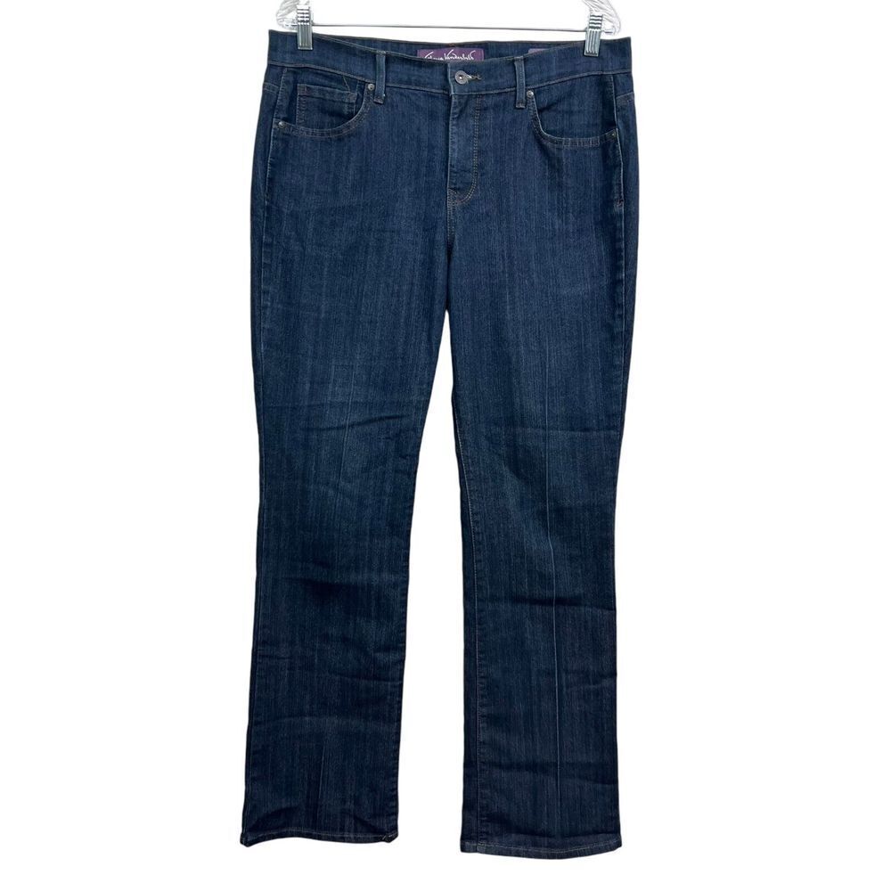 Gloria Vanderbilt Womens Jeans Barely Boot 5 Pocket Studded Zip Blue Sz 12*